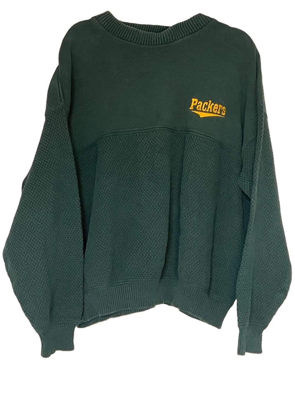 Vintage Green Bay Packers Knit Crewneck Sweater Textured Lee Sport 90s Size XXL